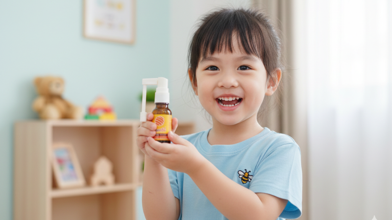 Xịt họng keo ong có an toàn cho trẻ không? Giải đáp chi tiết cho cha mẹ